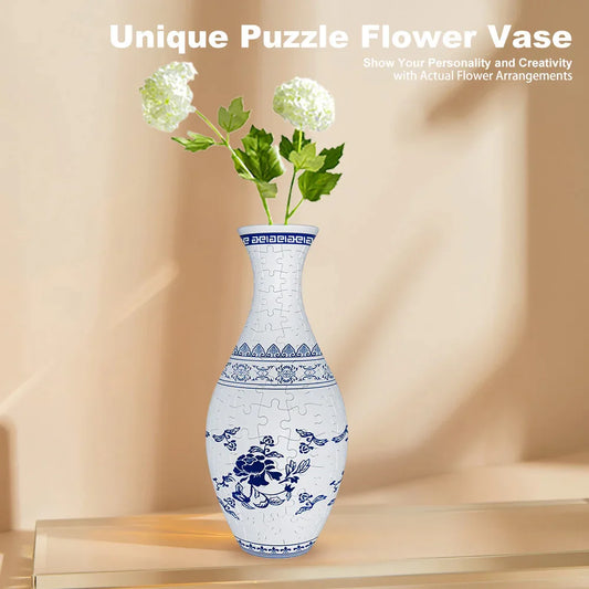 Unique 3D Puzzle Vase with Built-in Water Holder - Fun DIY Project (Waves) - Mekamart Australia