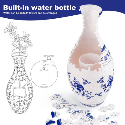 Unique 3D Puzzle Vase with Built-in Water Holder - Fun DIY Project (Waves) - Mekamart Australia