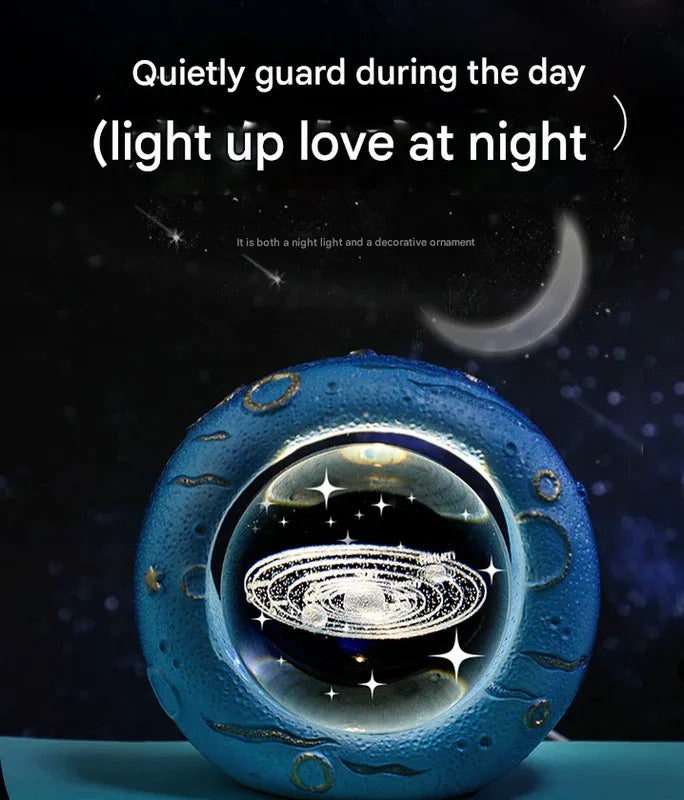 Celestial Ring LED Crystal Ball Lamp - 3D Engraving, Unique Gift (Tulip) - Mekamart Australia