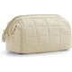 Beige Chic Quilted Puffer Makeup Bag - Large Capacity Travel Cosmetic Organizer with Wide Opening - Mekamart Australia