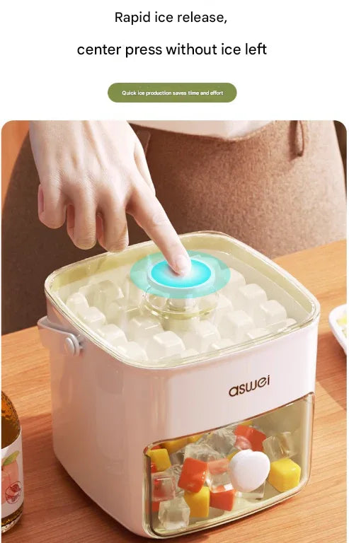 Blue Innovative Press-Release Ice Cube Maker - Dual Layer Trays & Storage Bin (48 Cubes) - Mekamart Australia