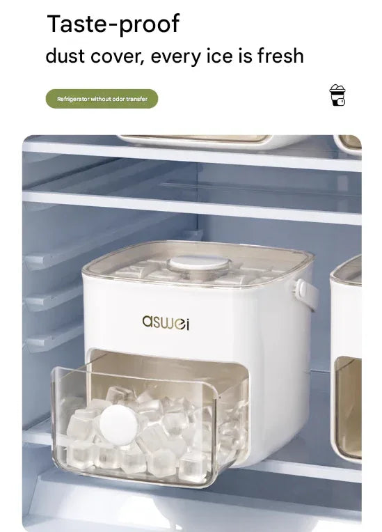Blue Innovative Press-Release Ice Cube Maker - Dual Layer Trays & Storage Bin (48 Cubes) - Mekamart Australia