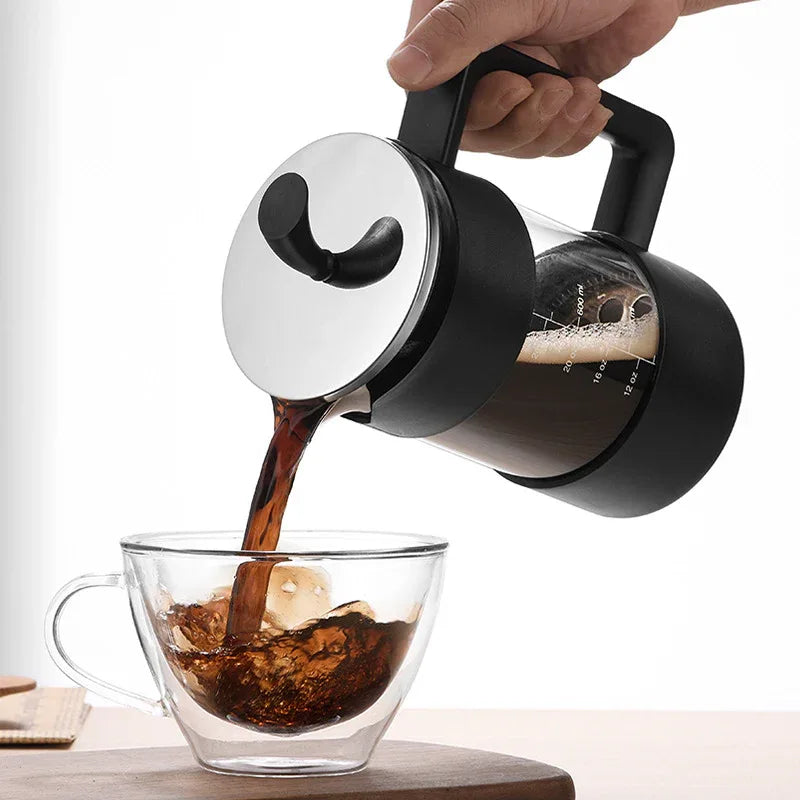 Black Classic 1000ml French Press Coffee & Tea Maker - Heat Resistant Borosilicate Glass, Stainless Steel Filter - Mekamart Australia