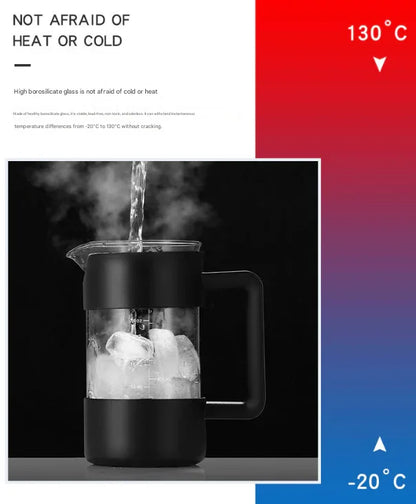 Black Classic 1000ml French Press Coffee & Tea Maker - Heat Resistant Borosilicate Glass, Stainless Steel Filter - Mekamart Australia