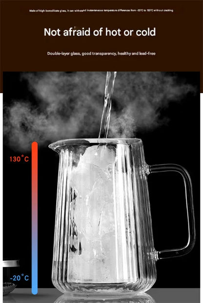 Transparent Elegant Ribbed Double Wall Glass French Press - 650ml Heat Resistant Coffee and Tea Maker with Stainless Steel Filter - Mekamart Australia