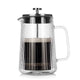 Transparent Elegant Ribbed Double Wall Glass French Press - 1000ml Heat Resistant Coffee and Tea Maker with Stainless Steel Filter - Mekamart Australia