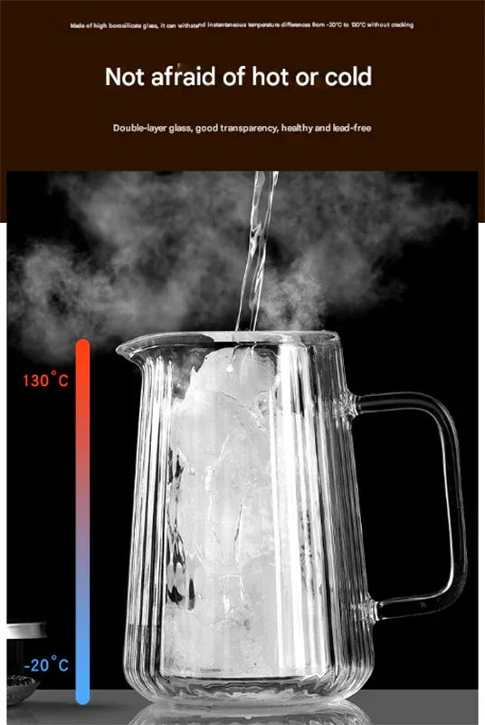 Transparent Elegant Ribbed Double Wall Glass French Press - 1000ml Heat Resistant Coffee and Tea Maker with Stainless Steel Filter - Mekamart Australia