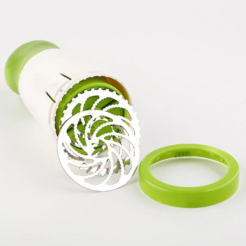 2 Pcs Green and White Manual Rotary Herb Grinder & Spice Mill - Effortless Mincing with Stainless Steel Blades for Fresh Herbs, Garlic & Spices - Mekamart Australia