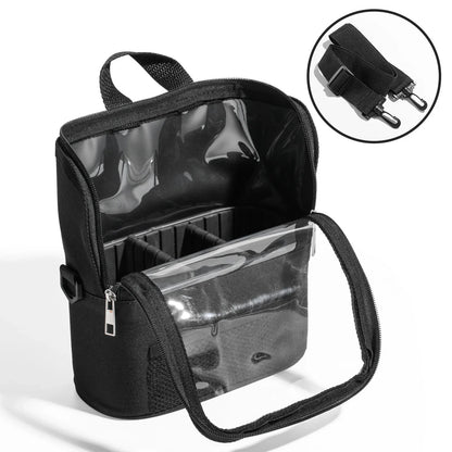 Black Professional Makeup Bag Organizer - Large Capacity Travel Cosmetic Case with Brush Holder, Adjustable Dividers & Shoulder Strap - Mekamart Australia