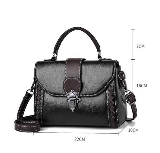 Brown Elegant Women's PU Leather Top Handle Satchel - Versatile Crossbody Bag with Classic Clasp & Braided Detail - Mekamart Australia