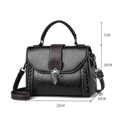 Brown Elegant Women's PU Leather Top Handle Satchel - Versatile Crossbody Bag with Classic Clasp & Braided Detail - Mekamart Australia