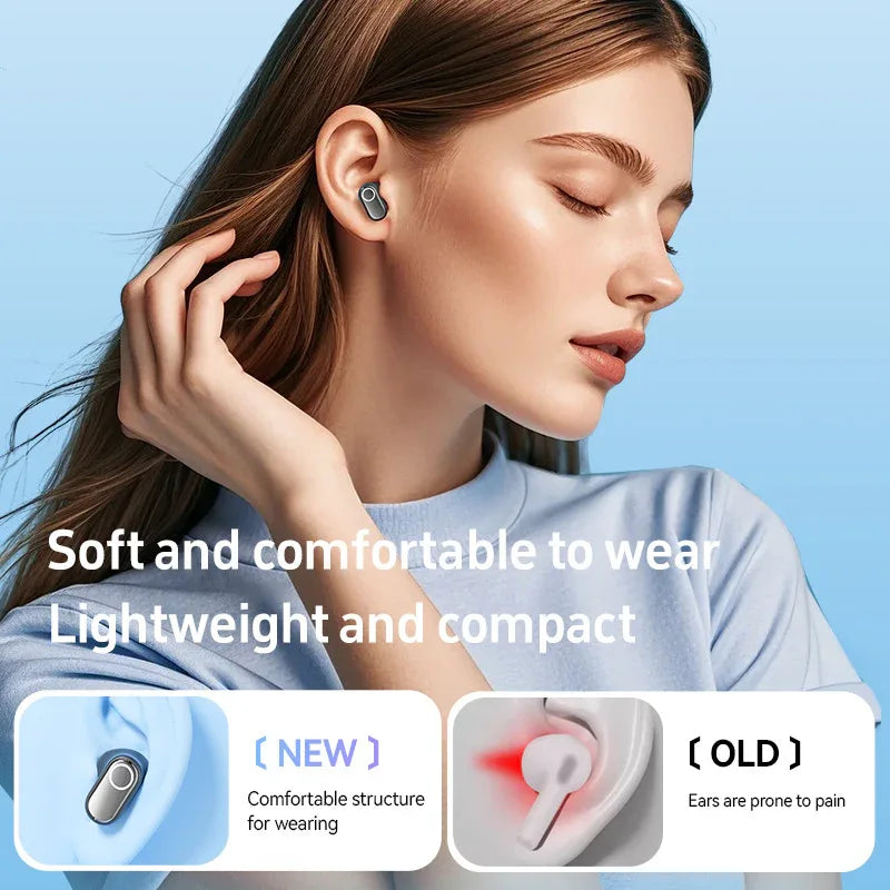 Beige Feather-Light TWS Earbuds - Bluetooth 5.4, Hi-Fi Sound, LED Display Case, 60H+ Playtime, Touch Control - Mekamart Australia