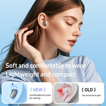 Beige Feather-Light TWS Earbuds - Bluetooth 5.4, Hi-Fi Sound, LED Display Case, 60H+ Playtime, Touch Control - Mekamart Australia