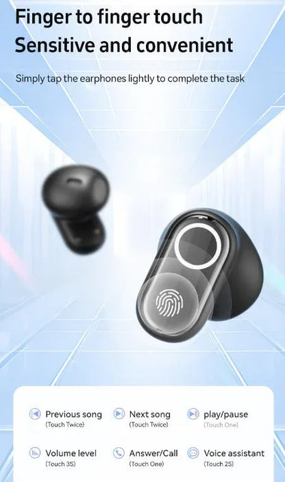 Beige Feather-Light TWS Earbuds - Bluetooth 5.4, Hi-Fi Sound, LED Display Case, 60H+ Playtime, Touch Control - Mekamart Australia