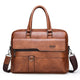 Brown Men's PU Leather Briefcase - Vintage Style Laptop Messenger Bag, Crossbody Satchel for Business & Casual - Mekamart Australia