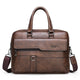 Coffee Men's PU Leather Briefcase - Vintage Style Laptop Messenger Bag, Crossbody Satchel for Business & Casual - Mekamart Australia