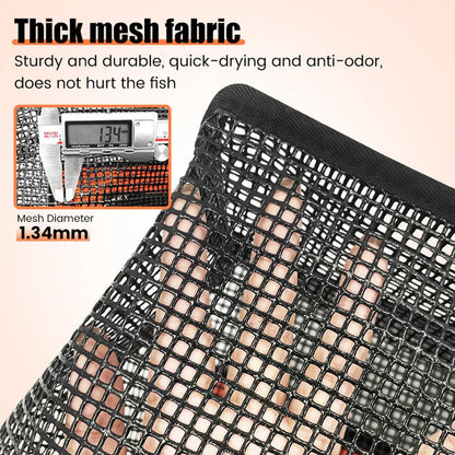 1 Piece Orange and Black Durable Collapsible Fishing Keepnet - Large 40.5L Quick-Dry Coated Nylon Fish Basket for Live Bait & Catch - Mekamart Australia