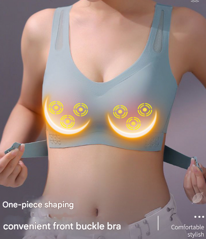 Size XL Blue Wireless Electric Breast Massager Bra - 5 Modes Vibration & 3 Heat Levels for Lifting Comfort & Wellness