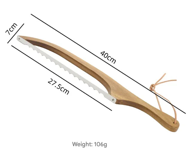 2 Pcs Khaki Artisan Wooden Bread Bow Knife - Serrated Stainless Steel Slicer for Effortless Crumb-Free Cutting - Mekamart Australia