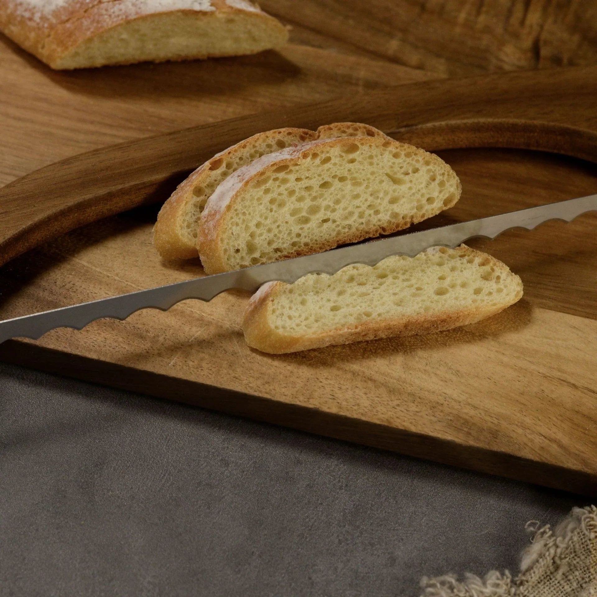 2 Pcs Khaki Artisan Wooden Bread Bow Knife - Serrated Stainless Steel Slicer for Effortless Crumb-Free Cutting - Mekamart Australia