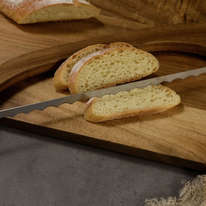 2 Pcs Khaki Artisan Wooden Bread Bow Knife - Serrated Stainless Steel Slicer for Effortless Crumb-Free Cutting - Mekamart Australia