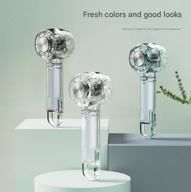 Transparent Green Portable Mini Cooling Fan with Semiconductor Ice Compress - USB-C Rechargeable, 3-Speed Turbine & Transparent Design - Mekamart Australia