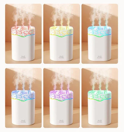 White Volcano Style 2L Cool Mist Humidifier - Triple Nozzle with RGB LED & Quiet Operation - Mekamart Australia