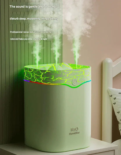 White Volcano Style 2L Cool Mist Humidifier - Triple Nozzle with RGB LED & Quiet Operation - Mekamart Australia