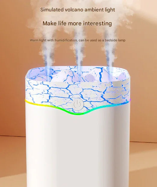 White Volcano Style 2L Cool Mist Humidifier - Triple Nozzle with RGB LED & Quiet Operation - Mekamart Australia