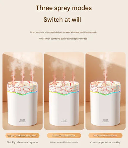 Green Volcano Style 2L Cool Mist Humidifier - Triple Nozzle with RGB LED & Quiet Operation - Mekamart Australia