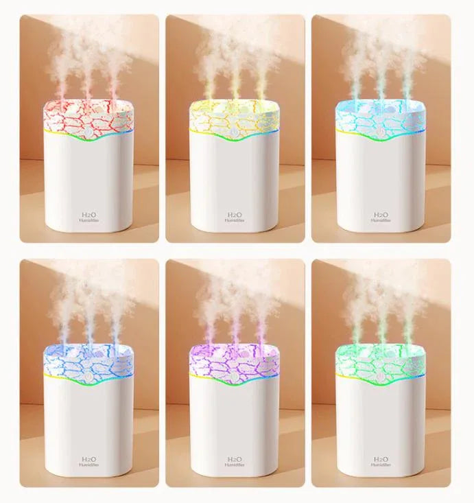 Green Volcano Style 2L Cool Mist Humidifier - Triple Nozzle with RGB LED & Quiet Operation - Mekamart Australia