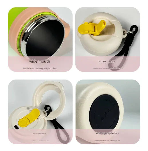 Blue and Purple 700ml Insulated Stainless Steel Tumbler with Handle, Dual-Sip Lid, Straw & Tea Infuser - Mekamart Australia