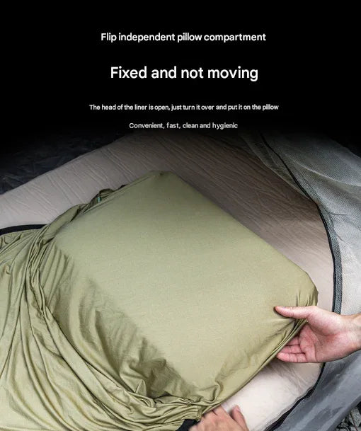 Khaki Ultra-Stretch Sleeping Bag Liner - Portable & Lightweight Envelope Sleep Sack for Camping & Travel - Mekamart Australia