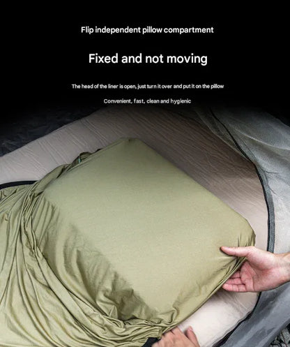 Khaki Ultra-Stretch Sleeping Bag Liner - Portable & Lightweight Envelope Sleep Sack for Camping & Travel - Mekamart Australia