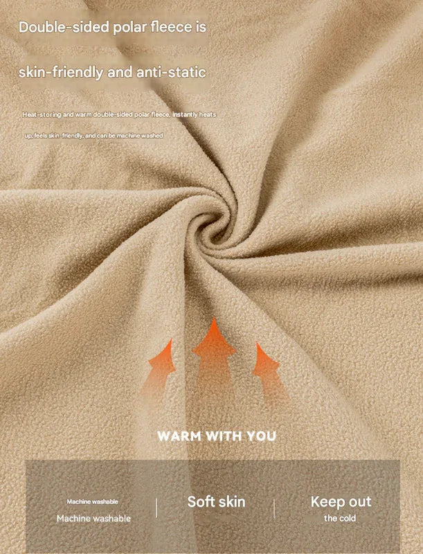 Khaki Cozy 4-in-1 Wearable Fleece Poncho Sleeping Bag - Multifunctional Camping Blanket with Detachable Hood - Mekamart Australia