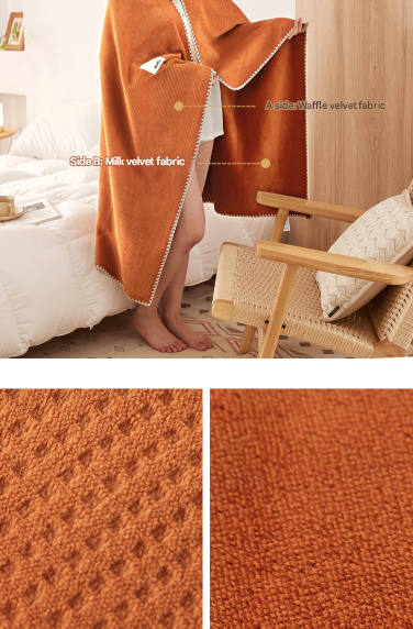 200*230CM Green Ultra-Soft Dual-Sided Waffle & Plush Fleece Blanket - Large Cozy Throw for Bed & Sofa
