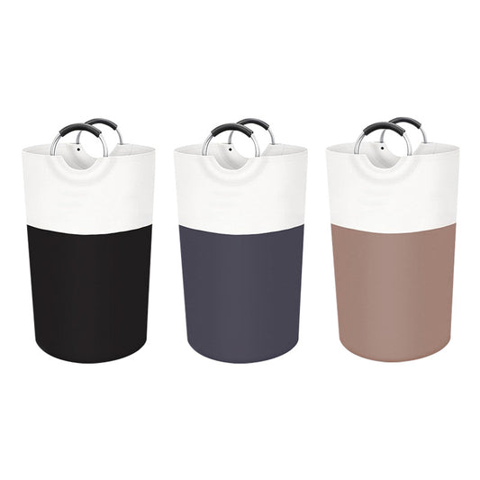 Brown and White Large 90L Freestanding Laundry Hamper - Collapsible Clothes Basket with Aluminum Soft-Grip Handles