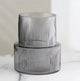 Grey Modern Two-Tier Ribbed Glass Vase - Elegant Cylindrical Flower Centrepiece for Home Decor - Mekamart Australia