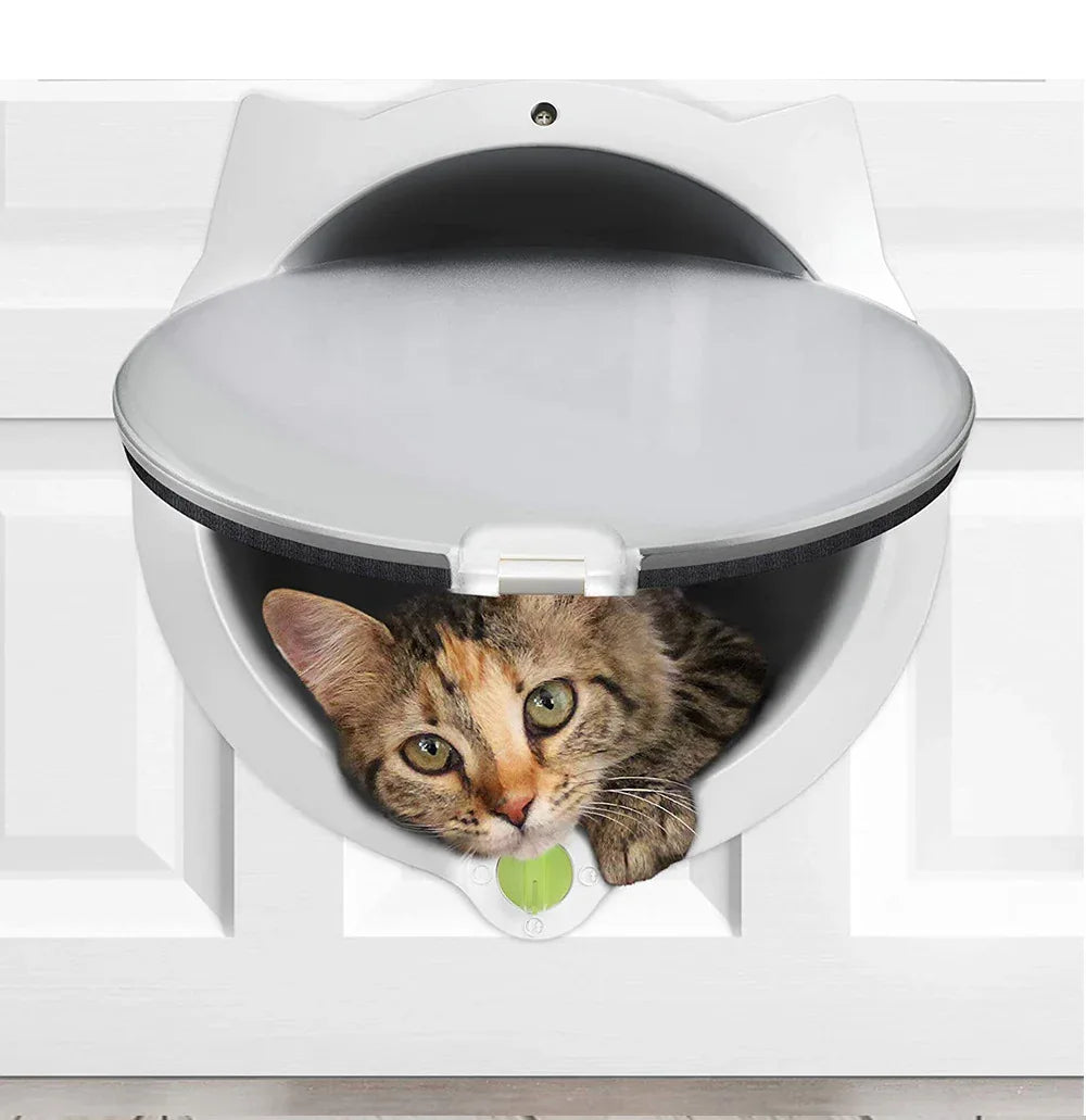 Black 4-Way Locking Cat Flap Door - Pet Entry Portal for Interior Doors, Walls & Cabinets - Mekamart Australia