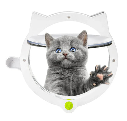 Black 4-Way Locking Cat Flap Door - Pet Entry Portal for Interior Doors, Walls & Cabinets - Mekamart Australia