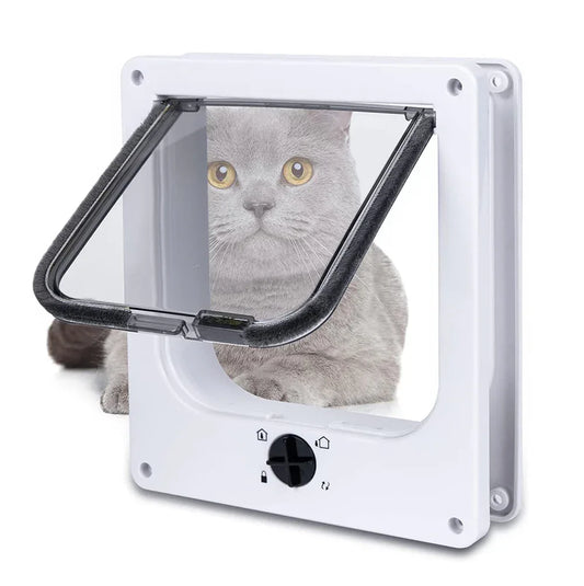 Size XL White 4-Way Locking Pet Flap Door for Cats and Small Dogs - Weatherproof Magnetic Cat Door - Mekamart Australia