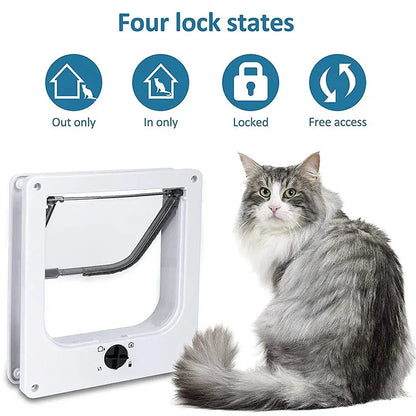 Size XL White 4-Way Locking Pet Flap Door for Cats and Small Dogs - Weatherproof Magnetic Cat Door - Mekamart Australia