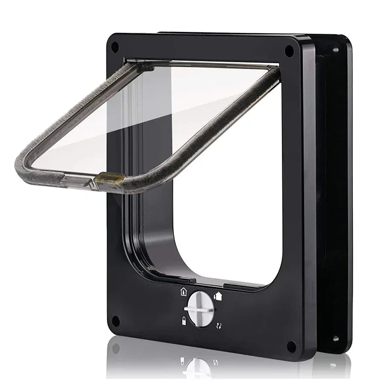 Size L Black 4-Way Locking Pet Flap Door for Cats and Small Dogs - Weatherproof Magnetic Cat Door - Mekamart Australia