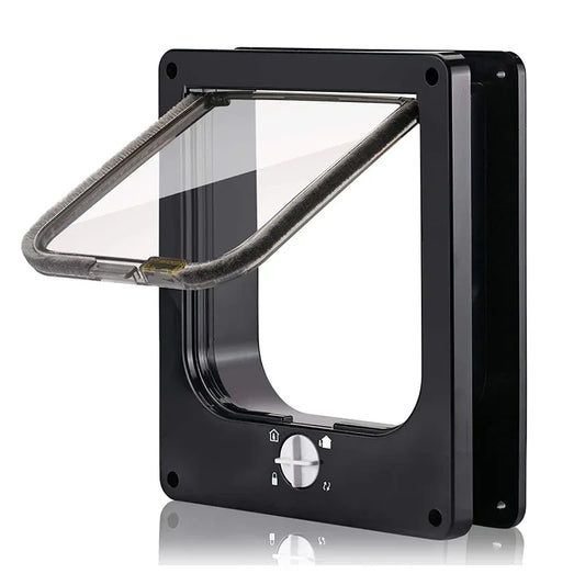 Size L Black 4-Way Locking Pet Flap Door for Cats and Small Dogs - Weatherproof Magnetic Cat Door - Mekamart Australia