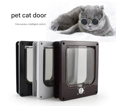 Size L Black 4-Way Locking Pet Flap Door for Cats and Small Dogs - Weatherproof Magnetic Cat Door - Mekamart Australia