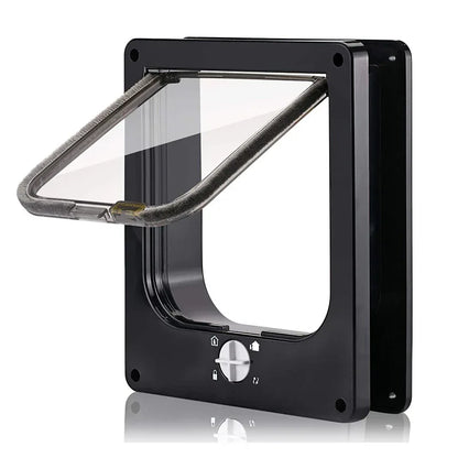 Size XL Black 4-Way Locking Pet Flap Door for Cats and Small Dogs - Weatherproof Magnetic Cat Door - Mekamart Australia