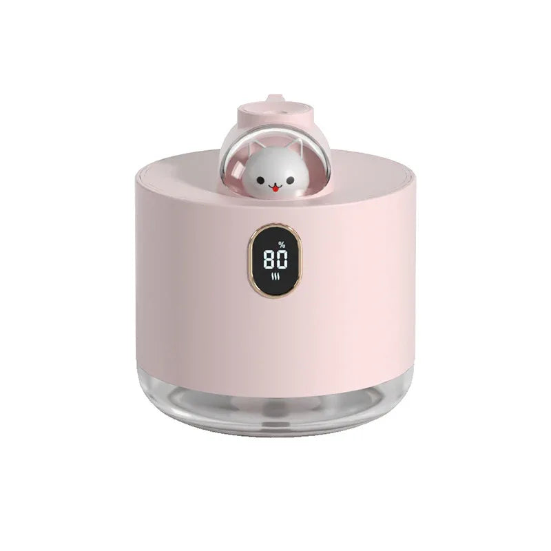 Pink Adorable Space Capsule Humidifier - Portable USB Cool Mist Maker with LED Display & Ambient Night Light - Mekamart Australia