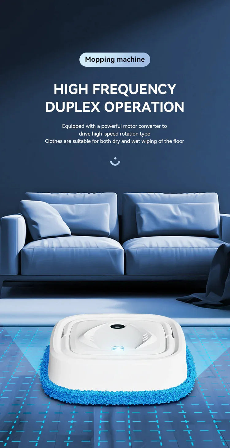 White Smart Robotic Floor Mop with Humidifier Spray - Ultra-Slim Automatic Wet & Dry Floor Cleaner - Mekamart Australia