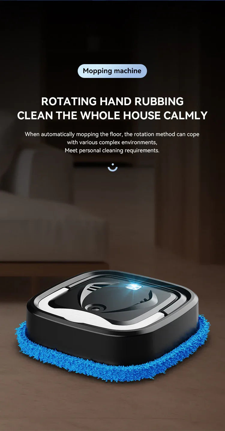 White Smart Robotic Floor Mop with Humidifier Spray - Ultra-Slim Automatic Wet & Dry Floor Cleaner - Mekamart Australia