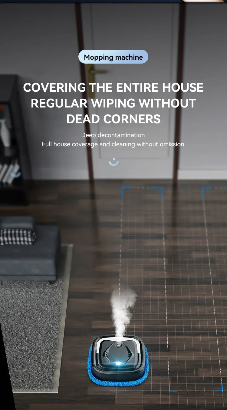 Black Smart Robotic Floor Mop with Humidifier Spray - Ultra-Slim Automatic Wet & Dry Floor Cleaner - Mekamart Australia
